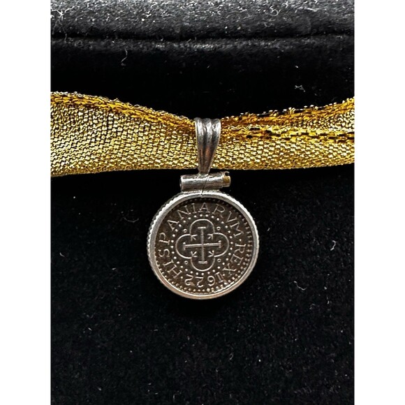 Spanish Coin Charm Pendant Sterling Silver casing Hispanic RVM REX 1622 Replica - Picture 1 of 5